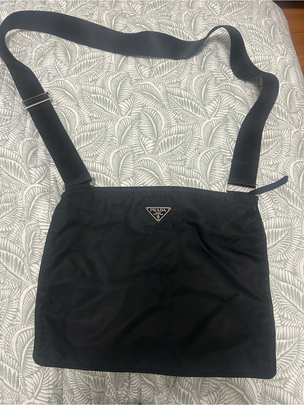 Prada Black Nylon Crossbody Shoulder Bag with Triangle Logo